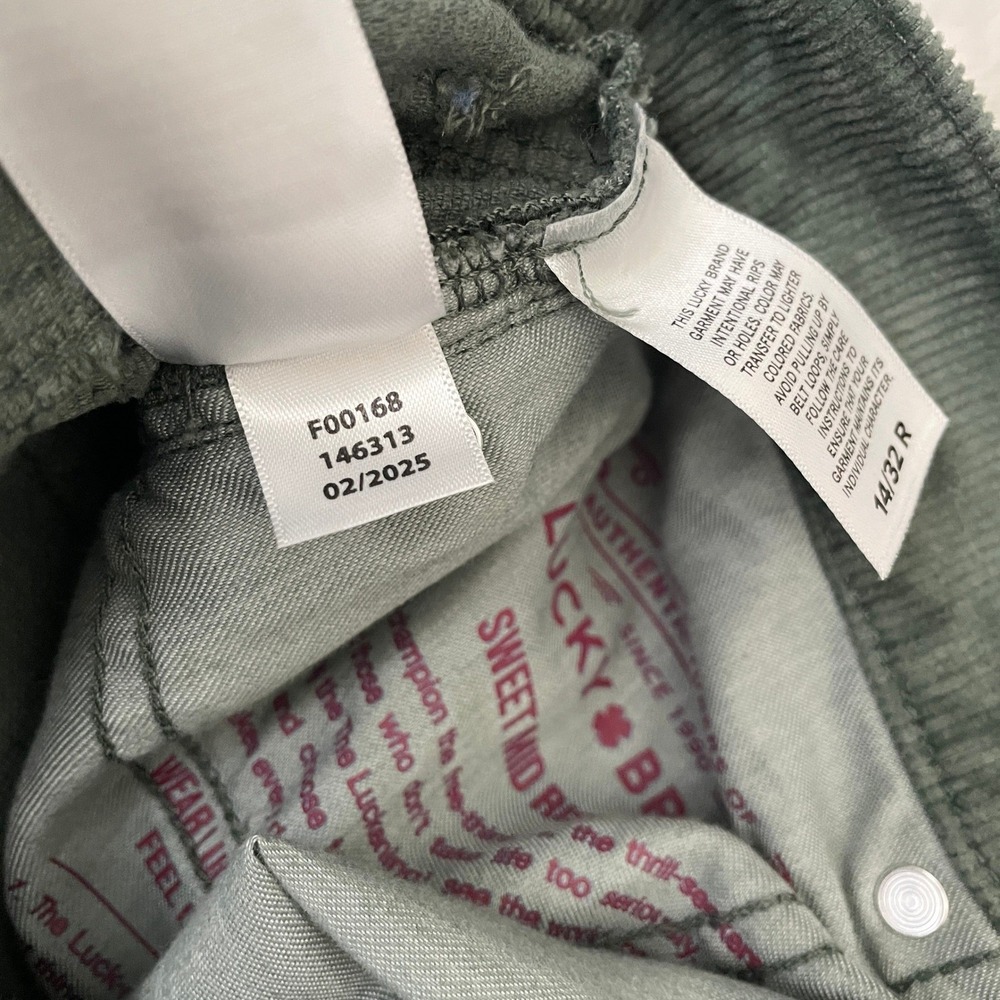 Lucky Brand Mid Rise Sweet Boot Cut Corduroy Pants Fairytale Green 14/32R NWT - Picture 4 of 10